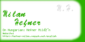 milan hefner business card